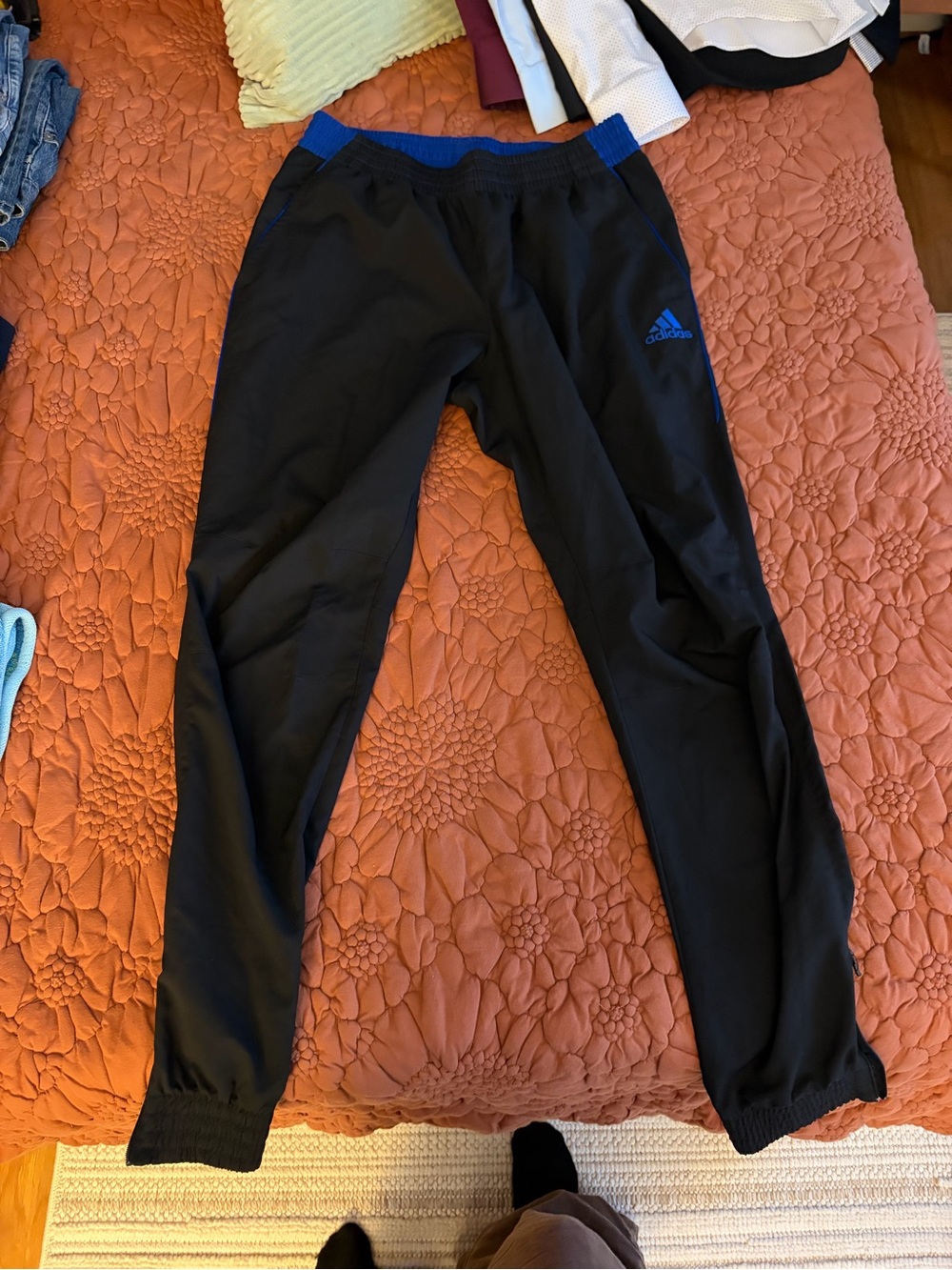 adidas Black Sweatpants with Blue Accents